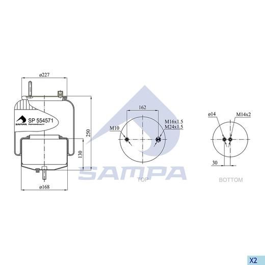 Air Spring, Comp. Type w/ Steel Piston 4570NP02 VOLVO FM/FH Air Spring, Comp. Type w/ Steel Piston 4570NP02 VOLVO FM/FH